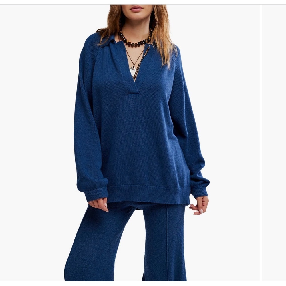 FREE PEOPLE Drea Navy Sweater XS
